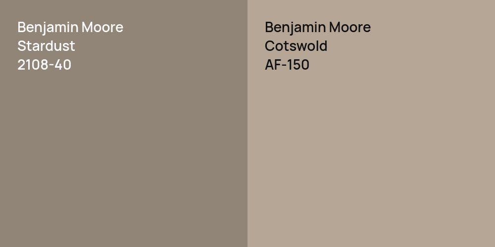 Benjamin Moore Stardust vs. Benjamin Moore Cotswold