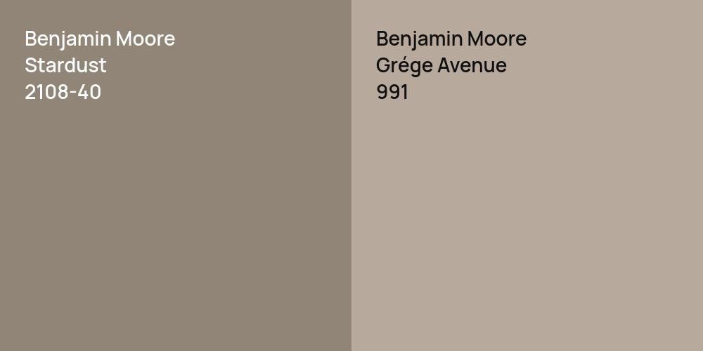 Benjamin Moore Stardust vs. Benjamin Moore Grége Avenue