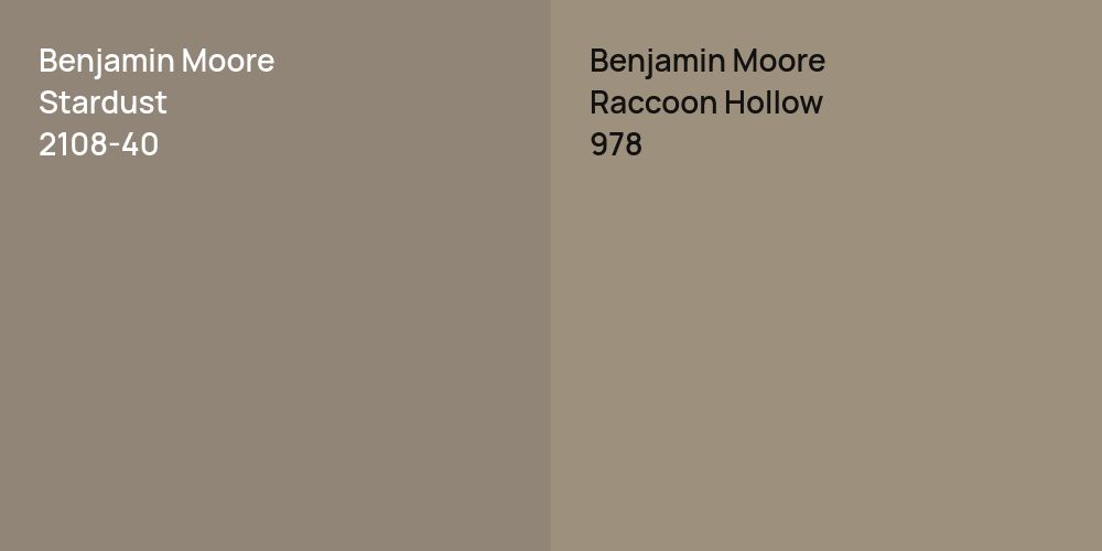 Benjamin Moore Stardust vs. Benjamin Moore Raccoon Hollow