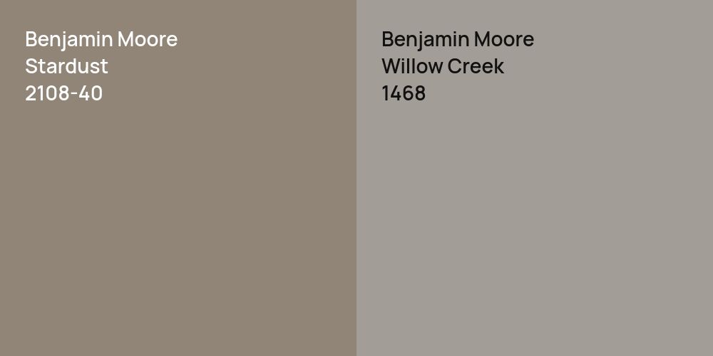 Benjamin Moore Stardust vs. Benjamin Moore Willow Creek