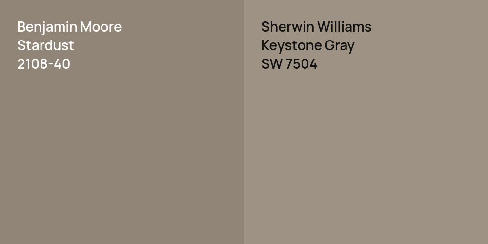 Benjamin Moore Stardust vs. Sherwin Williams Keystone Gray