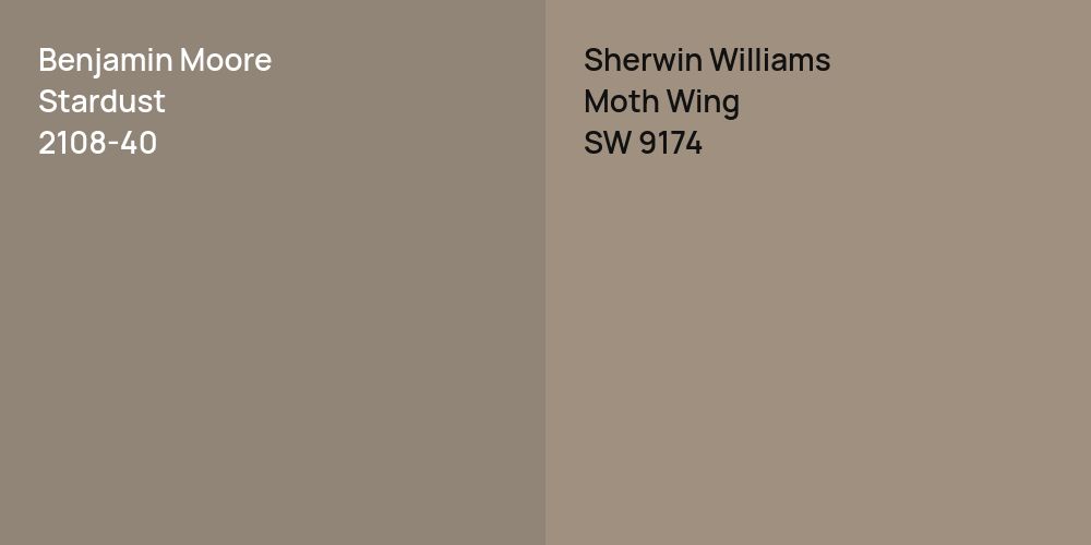 Benjamin Moore Stardust vs. Sherwin Williams Moth Wing