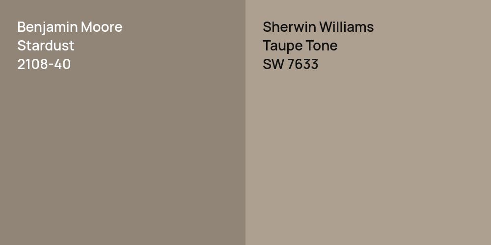 Benjamin Moore Stardust vs. Sherwin Williams Taupe Tone