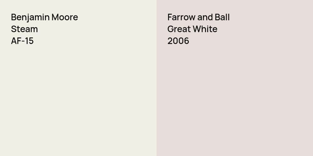 Benjamin Moore Steam vs. Farrow and Ball Great White