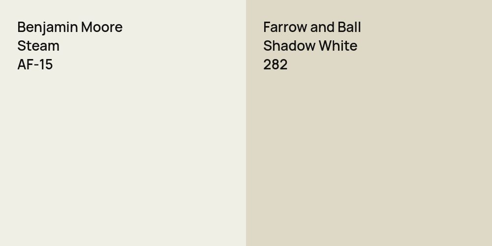 Benjamin Moore Steam vs. Farrow and Ball Shadow White