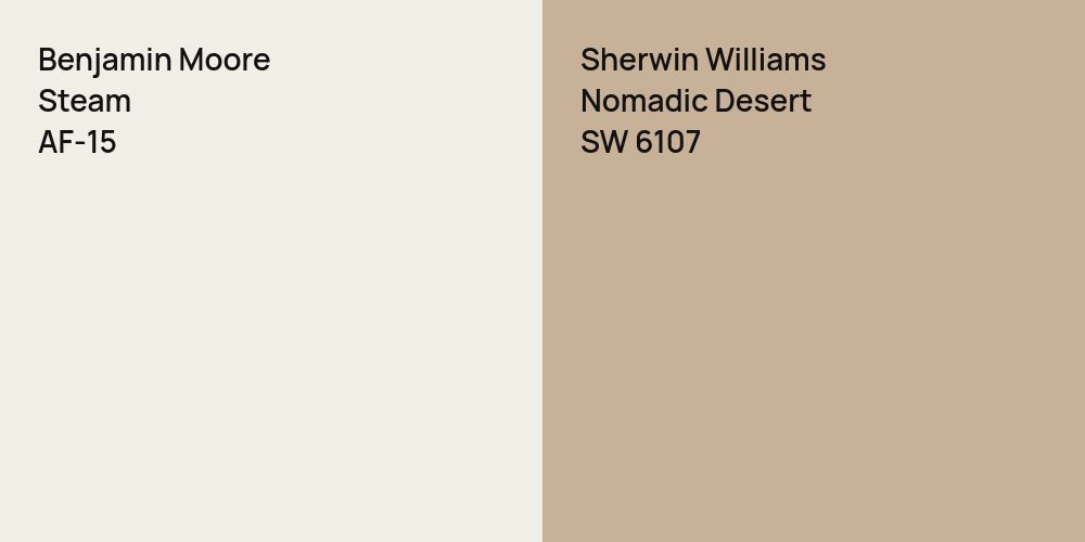 Benjamin Moore Steam vs. Sherwin Williams Nomadic Desert