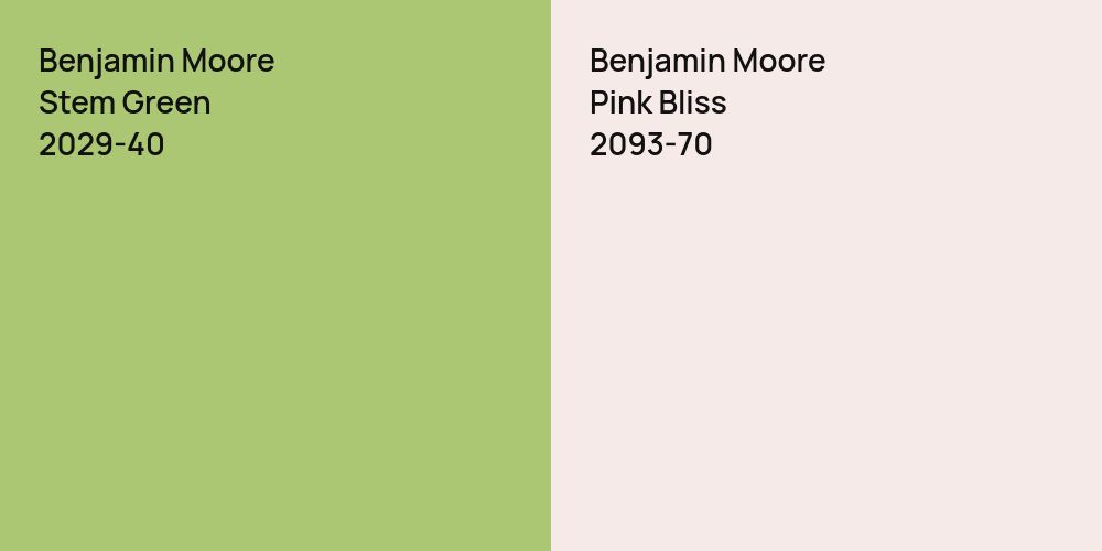 Benjamin Moore Stem Green vs. Benjamin Moore Pink Bliss