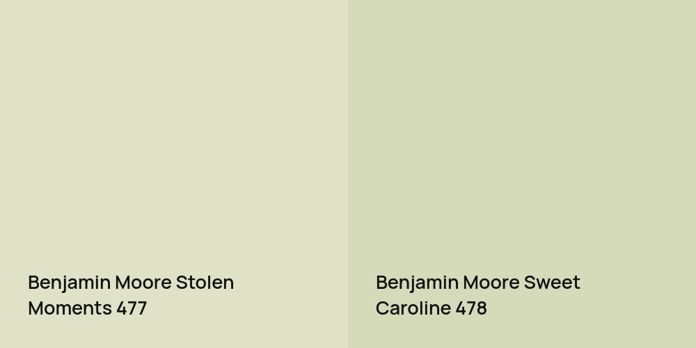 Benjamin Moore Stolen Moments vs. Benjamin Moore Sweet Caroline