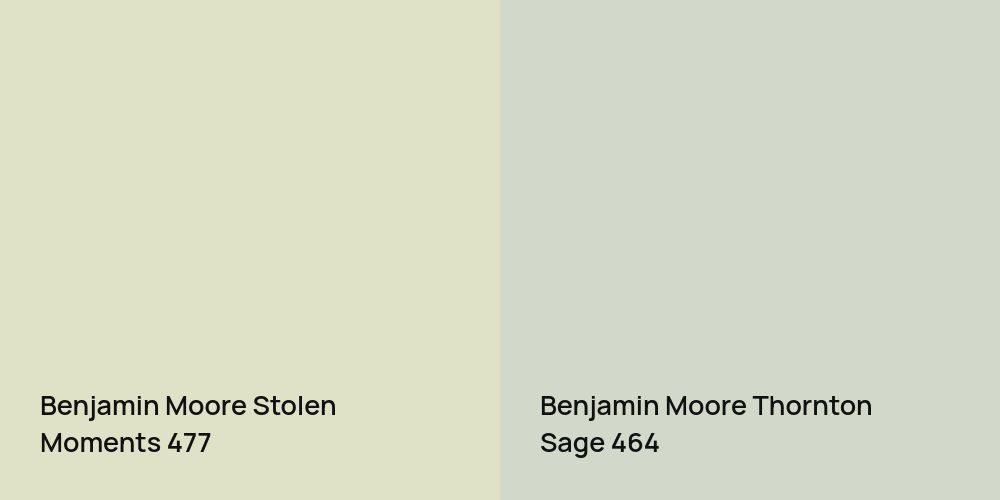 Benjamin Moore Stolen Moments vs. Benjamin Moore Thornton Sage