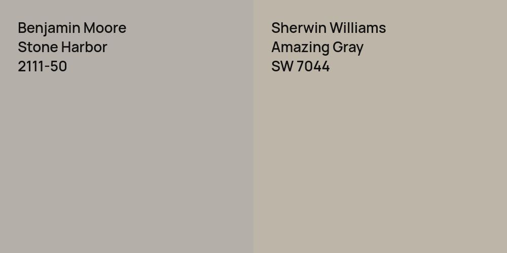 Benjamin Moore Stone Harbor vs. Sherwin Williams Amazing Gray