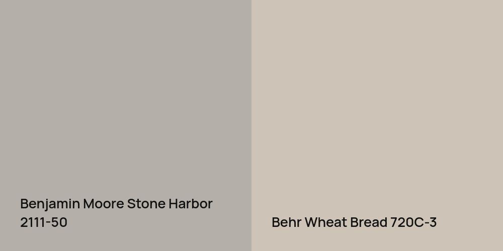 Benjamin Moore Stone Harbor vs. Behr Wheat Bread