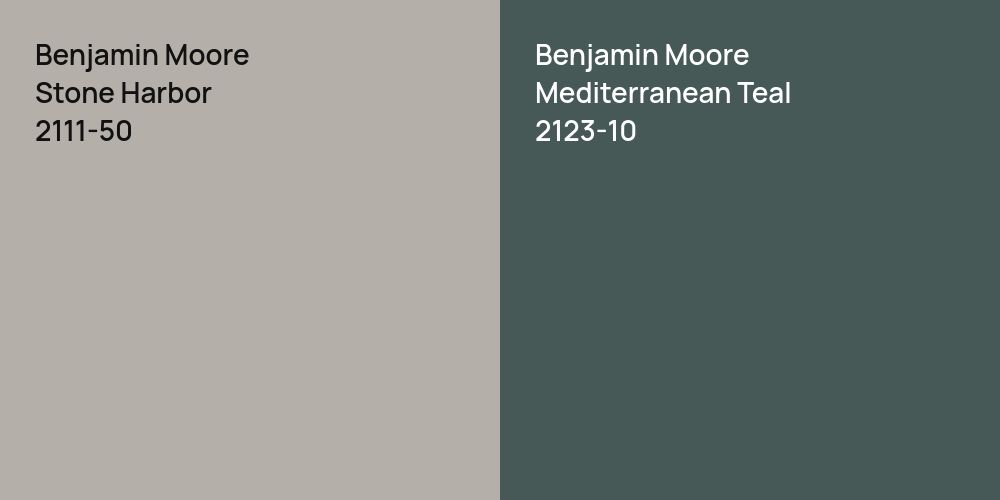 Benjamin Moore Stone Harbor vs. Benjamin Moore Mediterranean Teal