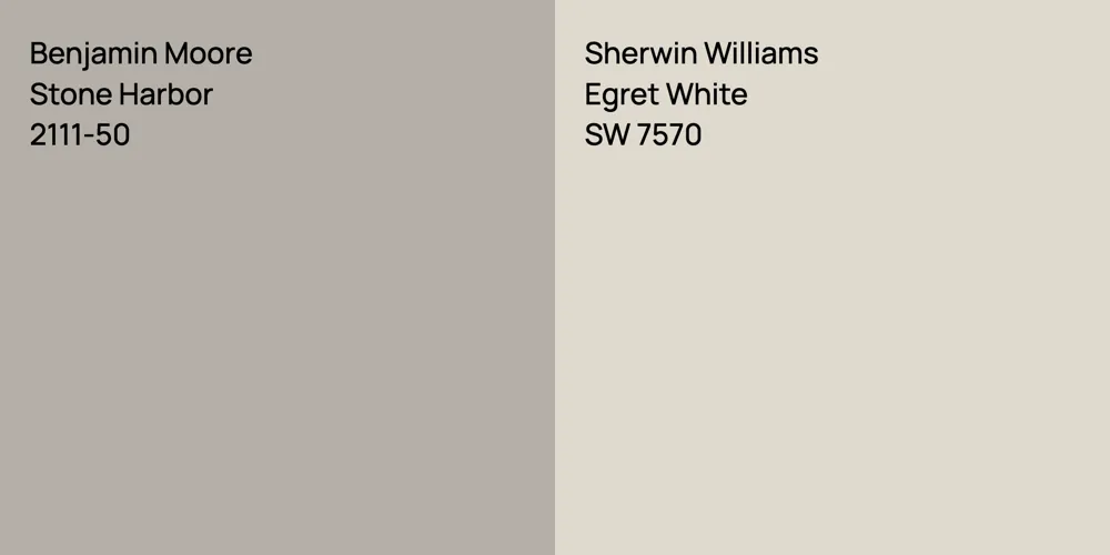 Benjamin Moore Stone Harbor vs. Sherwin Williams Egret White