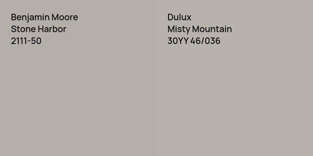 Benjamin Moore Stone Harbor vs. Dulux Misty Mountain