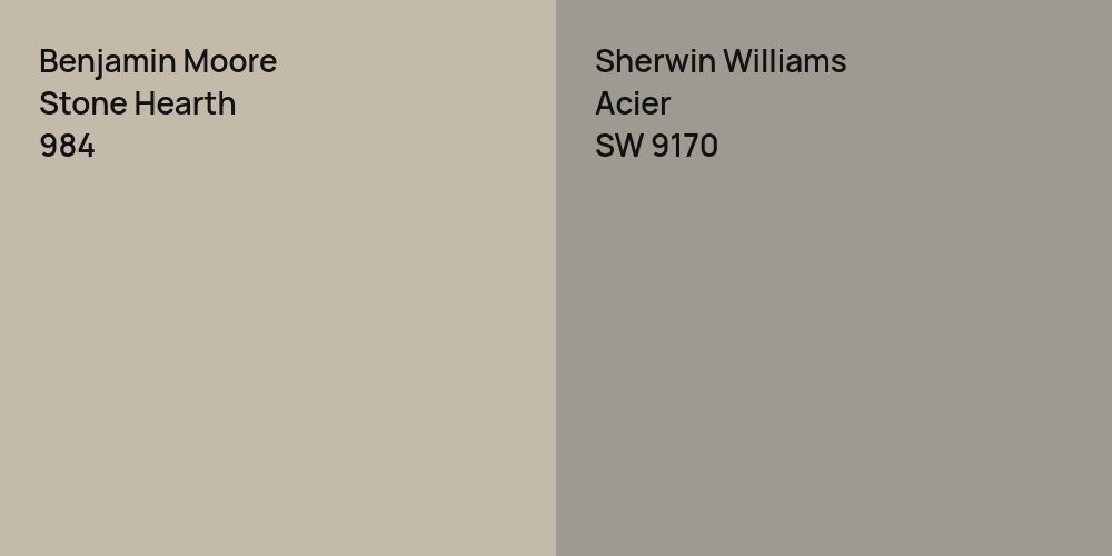 Benjamin Moore Stone Hearth vs. Sherwin Williams Acier