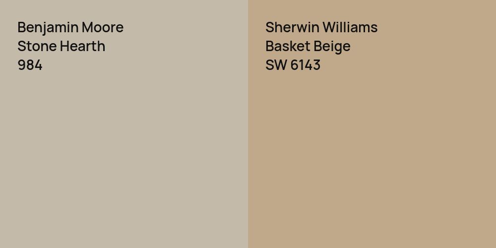 Benjamin Moore Stone Hearth vs. Sherwin Williams Basket Beige