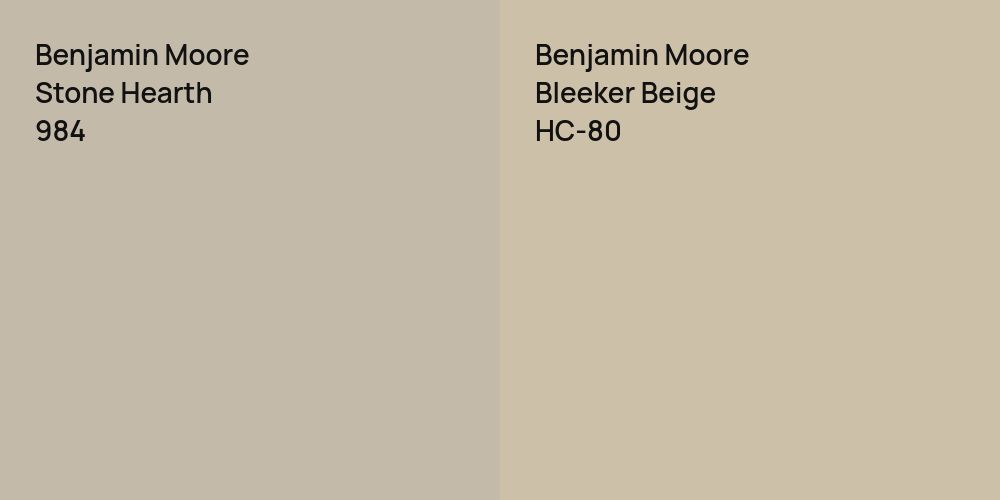 Benjamin Moore Stone Hearth vs. Benjamin Moore Bleeker Beige