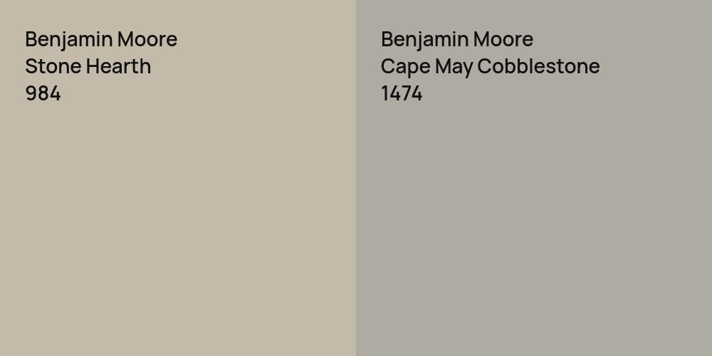 Benjamin Moore Stone Hearth vs. Benjamin Moore Cape May Cobblestone