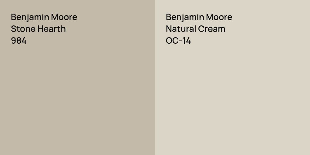 Benjamin Moore Stone Hearth vs. Benjamin Moore Natural Cream