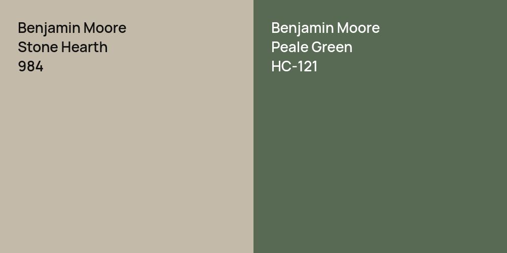 Benjamin Moore Stone Hearth vs. Benjamin Moore Peale Green