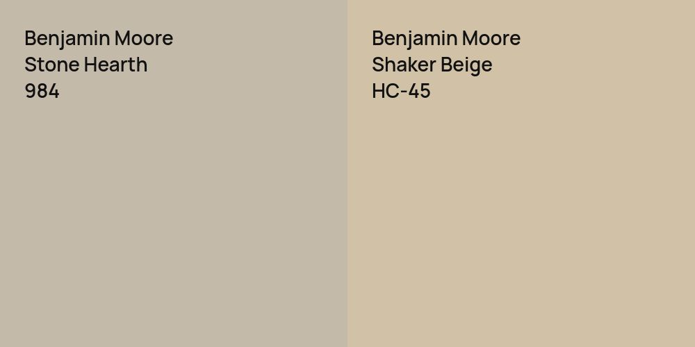 Benjamin Moore Stone Hearth vs. Benjamin Moore Shaker Beige