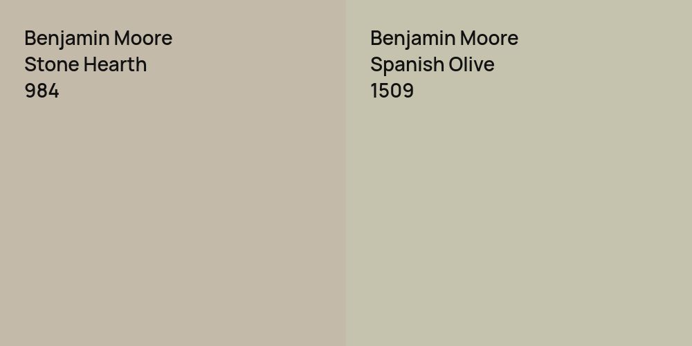 Benjamin Moore Stone Hearth vs. Benjamin Moore Spanish Olive