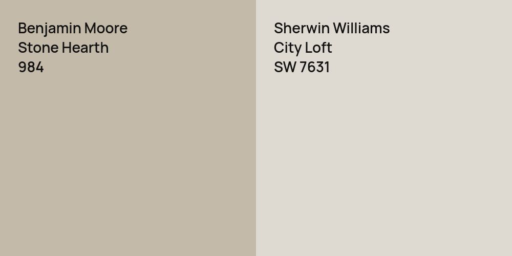 Benjamin Moore Stone Hearth vs. Sherwin Williams City Loft