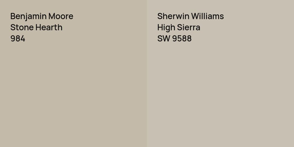 Benjamin Moore Stone Hearth vs. Sherwin Williams High Sierra