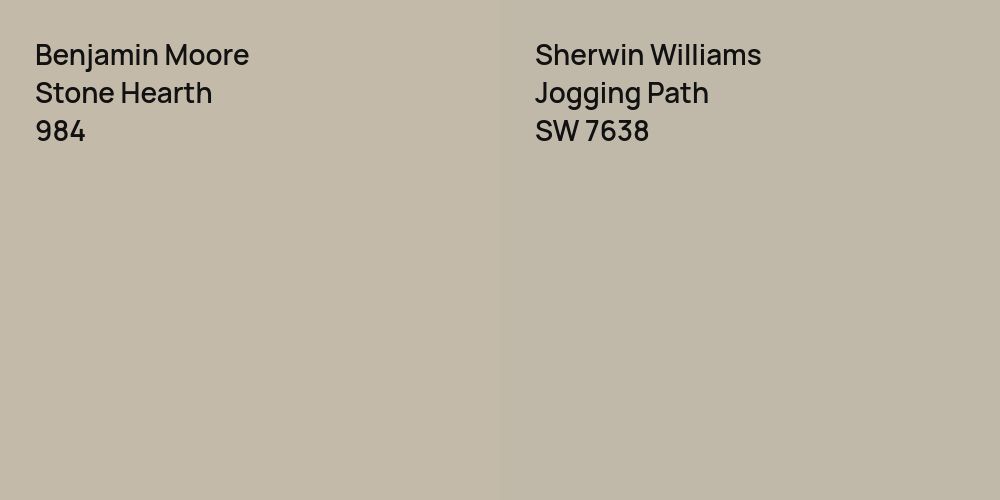 Benjamin Moore Stone Hearth vs. Sherwin Williams Jogging Path