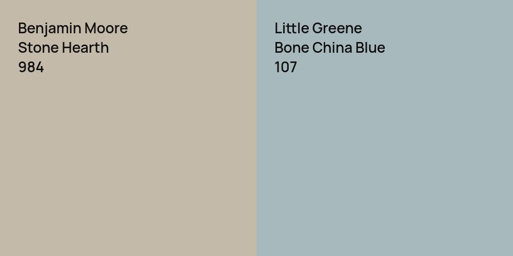 Benjamin Moore Stone Hearth vs. Little Greene Bone China Blue