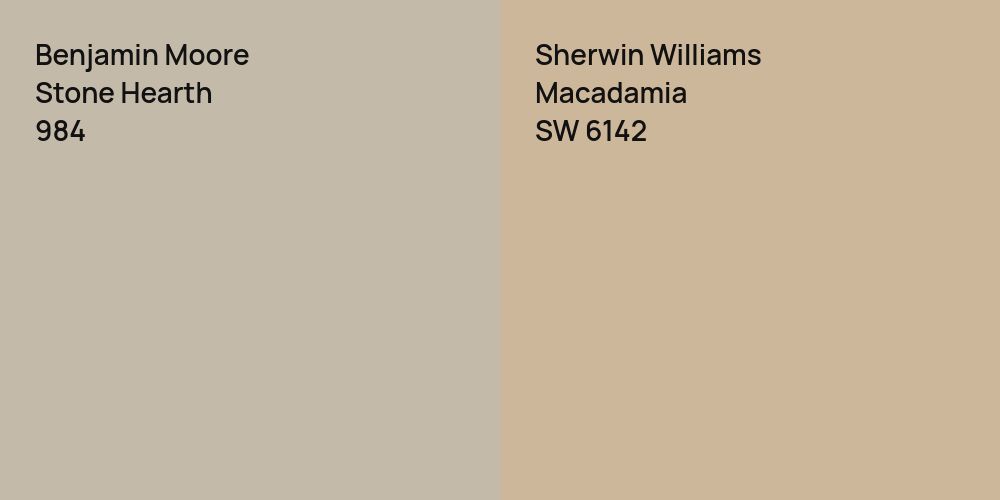 Benjamin Moore Stone Hearth vs. Sherwin Williams Macadamia