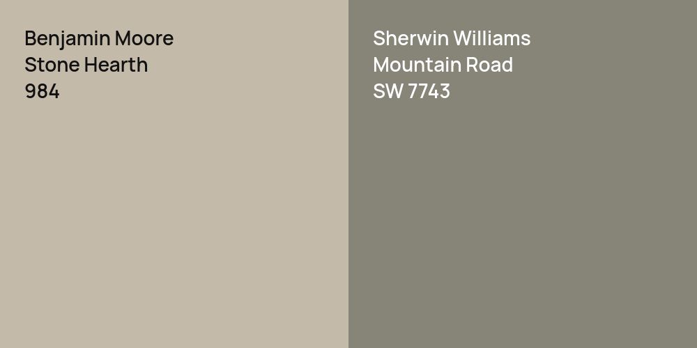 Benjamin Moore Stone Hearth vs. Sherwin Williams Mountain Road