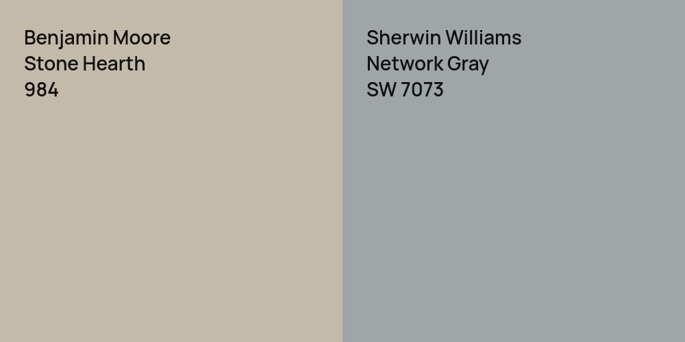 Benjamin Moore Stone Hearth vs. Sherwin Williams Network Gray