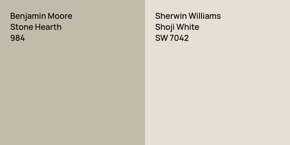 Benjamin Moore Stone Hearth vs. Sherwin Williams Shoji White