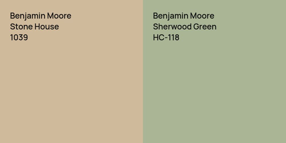 Benjamin Moore Stone House vs. Benjamin Moore Sherwood Green