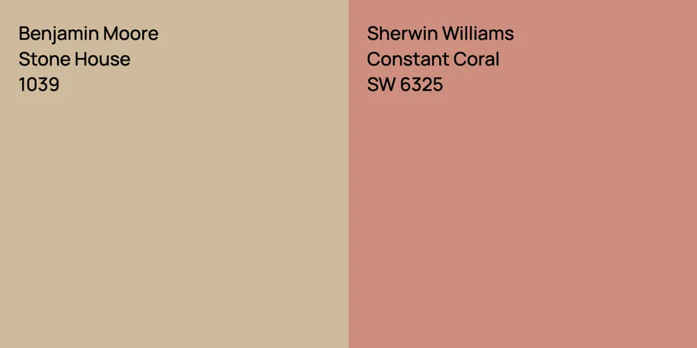 Benjamin Moore Stone House vs. Sherwin Williams Constant Coral