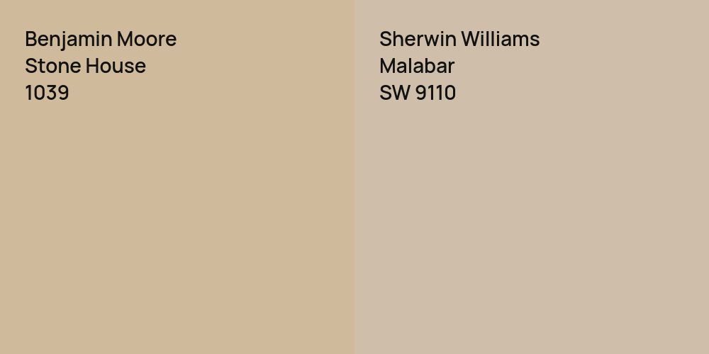 Benjamin Moore Stone House vs. Sherwin Williams Malabar