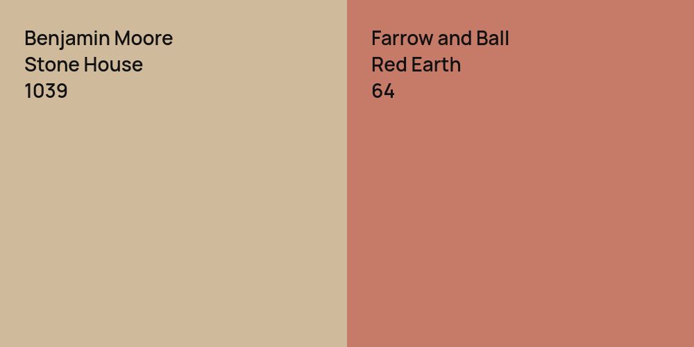 Benjamin Moore Stone House vs. Farrow and Ball Red Earth