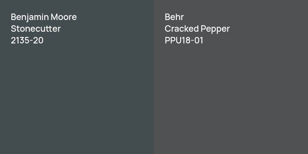 Benjamin Moore Stonecutter vs. Behr Cracked Pepper