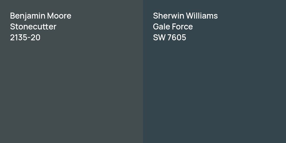 Benjamin Moore Stonecutter vs. Sherwin Williams Gale Force