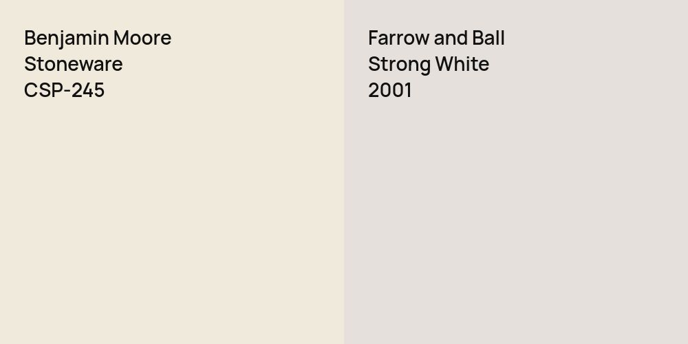 Benjamin Moore Stoneware vs. Farrow and Ball Strong White