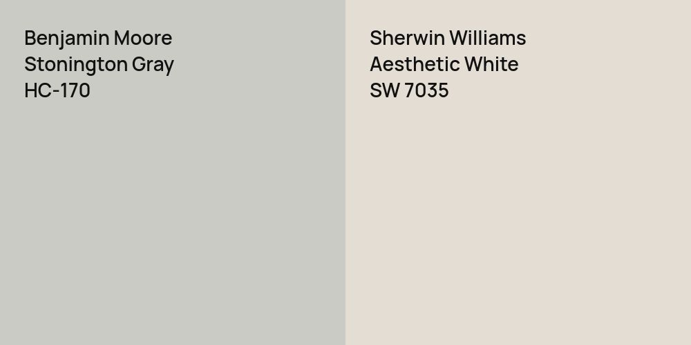 Benjamin Moore Stonington Gray vs. Sherwin Williams Aesthetic White