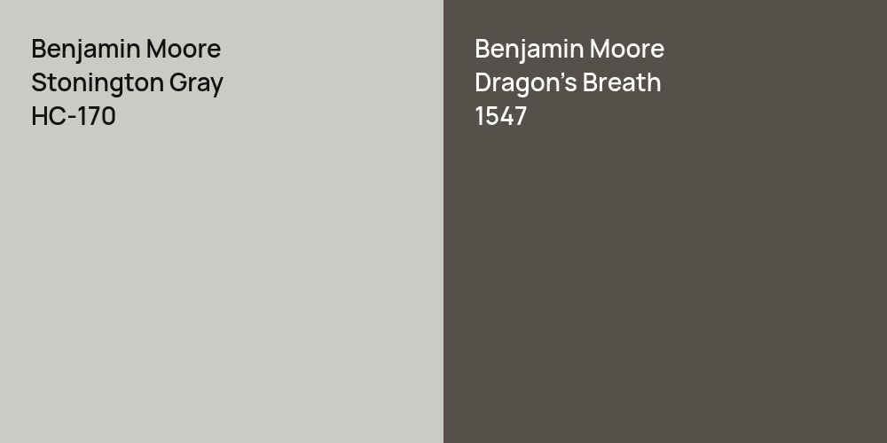 Benjamin Moore Stonington Gray vs. Benjamin Moore Dragon's Breath