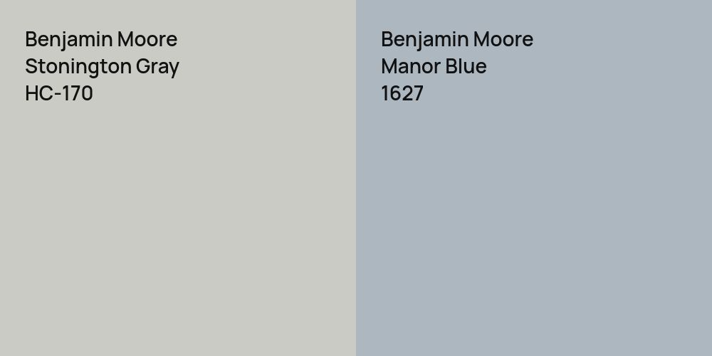 Benjamin Moore Stonington Gray vs. Benjamin Moore Manor Blue