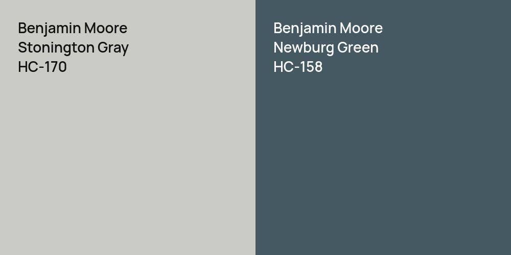 Benjamin Moore Stonington Gray vs. Benjamin Moore Newburg Green