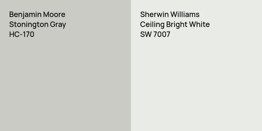 Benjamin Moore Stonington Gray vs. Sherwin Williams Ceiling Bright White