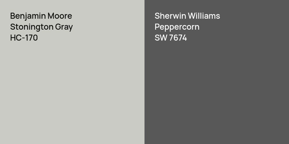 Benjamin Moore Stonington Gray vs. Sherwin Williams Peppercorn