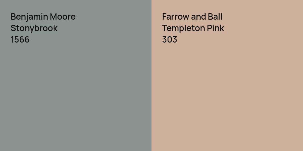 Benjamin Moore Stonybrook vs. Farrow and Ball Templeton Pink