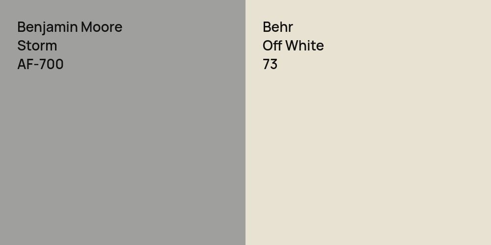 Benjamin Moore Storm vs. Behr Off White