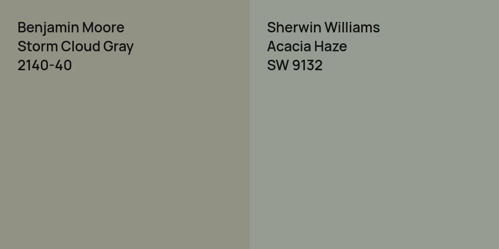 Benjamin Moore Storm Cloud Gray vs. Sherwin Williams Acacia Haze